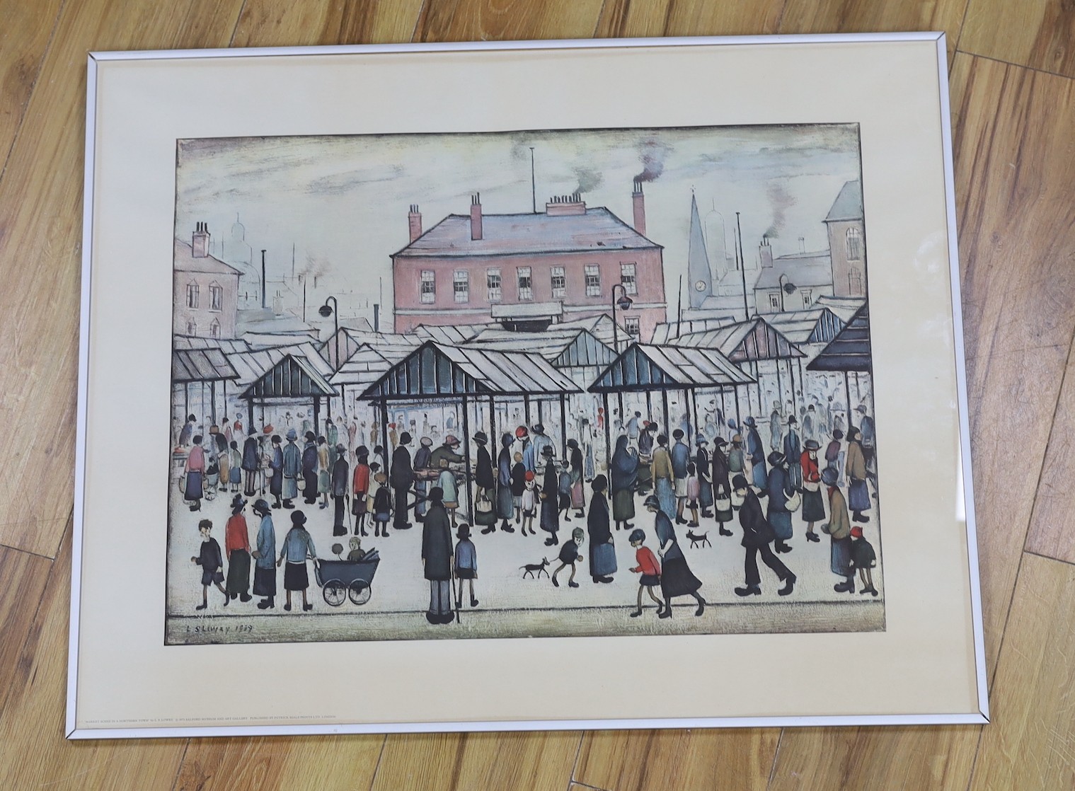 L.S. Lowry, print, Market Scene, unsigned, 60 x 74cm